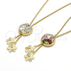 Oro Laminado Fancy Necklace, Gold Filled Style Flower Design, with White Cubic Zirconia, Polished, Golden Finish, 04.347.0005.1.20 (01 MM Thickness, 20 Inches Length)