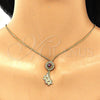 Oro Laminado Fancy Necklace, Gold Filled Style Flower Design, with Garnet and White Cubic Zirconia, Polished, Golden Finish, 04.347.0006.20 (01 MM Thickness, 20 Inches Length)