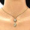 Oro Laminado Fancy Necklace, Gold Filled Style Flower Design, with White Cubic Zirconia, Polished, Golden Finish, 04.347.0006.1.20 (01 MM Thickness, 20 Inches Length)