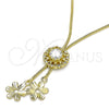 Oro Laminado Fancy Necklace, Gold Filled Style Flower Design, with White Cubic Zirconia, Polished, Golden Finish, 04.347.0006.1.20 (01 MM Thickness, 20 Inches Length)