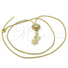 Oro Laminado Fancy Necklace, Gold Filled Style Flower Design, with White Cubic Zirconia, Polished, Golden Finish, 04.347.0006.1.20 (01 MM Thickness, 20 Inches Length)