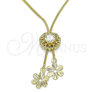 Gold Filled Necklace — Fancy Necklace Flower Design with White Cubic Zirconia — main product view — SKU 133415 | Oro Laminado collar — elegante Necklace flor diseño with blanco Cubic Zirconia — SKU 133415