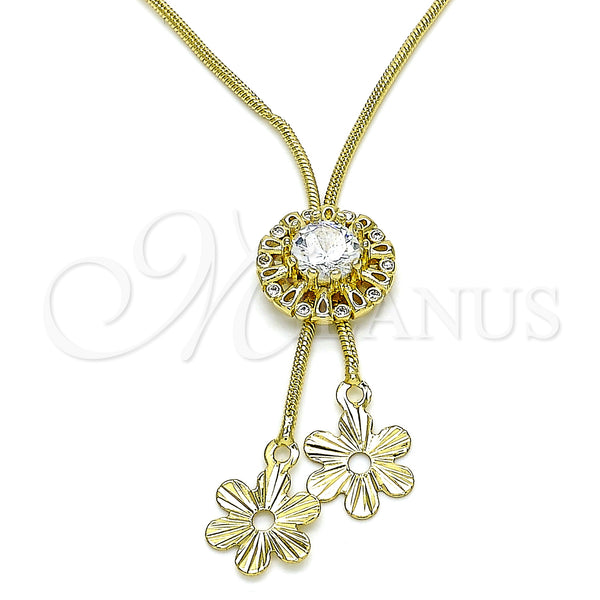Gold Filled Necklace — Fancy Necklace Flower Design with White Cubic Zirconia — main product view — SKU 133415 | Oro Laminado collar — elegante Necklace flor diseño with blanco Cubic Zirconia — SKU 133415
