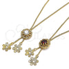 Oro Laminado Fancy Necklace, Gold Filled Style Flower Design, with White Cubic Zirconia, Polished, Golden Finish, 04.347.0006.1.20 (01 MM Thickness, 20 Inches Length)