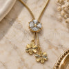 Oro Laminado Fancy Necklace, Gold Filled Style Flower Design, with White Cubic Zirconia, Polished, Golden Finish, 04.347.0010.20 (01 MM Thickness, 20 Inches Length)