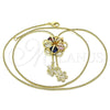 Oro Laminado Fancy Necklace, Gold Filled Style Flower Design, with Multicolor Cubic Zirconia, Polished, Golden Finish, 04.347.0011.20 (01 MM Thickness, 20 Inches Length)