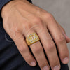 Oro Laminado Mens Ring, Gold Filled Style Horse Design, with White Crystal, Polished, Tricolor, 01.351.0008.12 (Size 12)