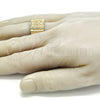 Oro Laminado Mens Ring, Gold Filled Style Crucifix Design, with White Crystal, Polished, Golden Finish, 01.351.0009.11 (Size 11)