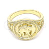 Oro Laminado Elegant Ring, Gold Filled Style Elephant Design, Polished, Golden Finish, 01.351.0010.08 (Size 8)