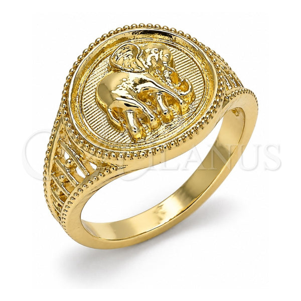 Oro Laminado Elegant Ring, Gold Filled Style Elephant Design, Polished, Golden Finish, 01.351.0010.09 (Size 9)