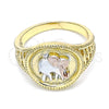 Oro Laminado Elegant Ring, Gold Filled Style Elephant Design, Polished, Tricolor, 01.351.0010.1.08 (Size 8)