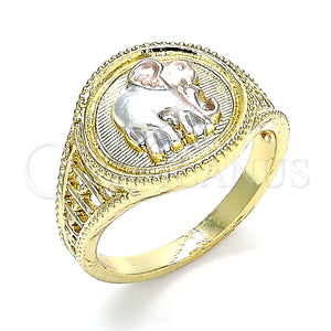Gold Filled Ring — Elegant Ring Elephant Design Polished Tricolor 01. Size — main product view — SKU 133429 | Oro Laminado anillo — Elegant Ring Elephant diseño pulido Tricolor 01. Size — SKU 133429