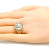 Oro Laminado Elegant Ring, Gold Filled Style Elephant Design, Polished, Tricolor, 01.351.0010.1.09 (Size 9)