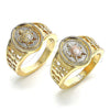 Oro Laminado Elegant Ring, Gold Filled Style Turtle Design, Polished, Tricolor, 01.351.0011.1.08 (Size 8)