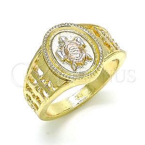 Gold Filled Ring — Elegant Ring Turtle Design Polished Tricolor 01. Size — main product view — SKU 133434 | Oro Laminado anillo — Elegant Ring Turtle diseño pulido Tricolor 01. Size — SKU 133434