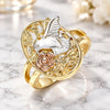 Oro Laminado Elegant Ring, Gold Filled Style Bird and Flower Design, Polished, Tricolor, 01.351.0012.09 (Size 9)