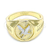 Oro Laminado Mens Ring, Gold Filled Style Eagle Design, Polished, Two Tone, 01.351.0013.11 (Size 11)