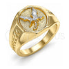 Oro Laminado Mens Ring, Gold Filled Style Eagle Design, Polished, Two Tone, 01.351.0013.11 (Size 11)