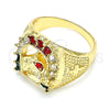 Oro Laminado Mens Ring, Gold Filled Style Horse Design, with Multicolor Crystal, Polished, Golden Finish, 01.351.0016.11 (Size 11)