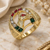Oro Laminado Mens Ring, Gold Filled Style Horse Design, with Multicolor Crystal, Polished, Golden Finish, 01.351.0016.12 (Size 12)