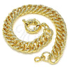Oro Laminado Basic Bracelet, Gold Filled Style Diamond Cutting Finish, Golden Finish, 03.319.0006.08 (09 MM Thickness, 8 Inches Length)