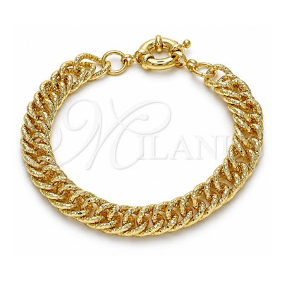 Oro Laminado Basic Bracelet, Gold Filled Style Diamond Cutting Finish, Golden Finish, 03.319.0006.08 (09 MM Thickness, 8 Inches Length)