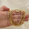 Oro Laminado Necklace and Bracelet, Gold Filled Style Miami Cuban Design, Polished, Golden Finish, 06.319.0001