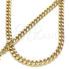 Oro Laminado Necklace and Bracelet, Gold Filled Style Miami Cuban Design, Polished, Golden Finish, 06.319.0001