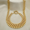 Oro Laminado Necklace and Bracelet, Gold Filled Style Miami Cuban Design, Polished, Golden Finish, 06.319.0001