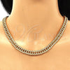 Oro Laminado Necklace and Bracelet, Gold Filled Style Diamond Cutting Finish, Golden Finish, 06.319.0002