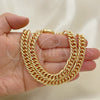 Oro Laminado Necklace and Bracelet, Gold Filled Style Diamond Cutting Finish, Golden Finish, 06.319.0002