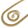 Oro Laminado Necklace and Bracelet, Gold Filled Style Diamond Cutting Finish, Golden Finish, 06.319.0002