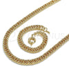 Oro Laminado Necklace and Bracelet, Gold Filled Style Diamond Cutting Finish, Golden Finish, 06.319.0002