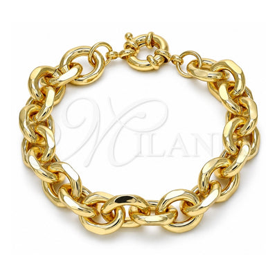 Oro Laminado Basic Bracelet, Gold Filled Style Rolo Design, Polished, Golden Finish, 03.319.0008.08 (12 MM Thickness, 8 Inches Length)
