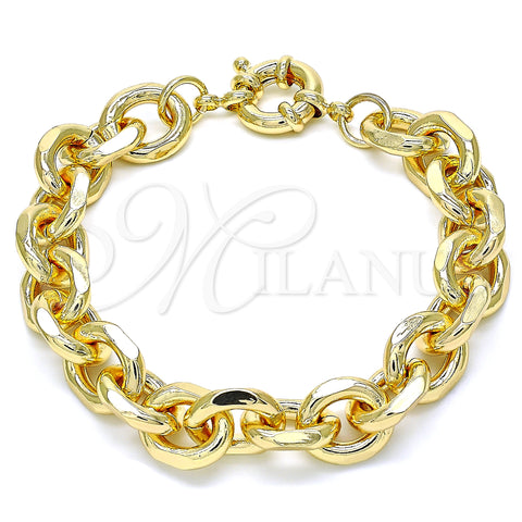 Oro Laminado Basic Bracelet, Gold Filled Style Rolo Design, Polished, Golden Finish, 03.319.0008.08 (12 MM Thickness, 8 Inches Length)