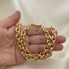 Oro Laminado Necklace and Bracelet, Gold Filled Style Rolo Design, Polished, Golden Finish, 06.319.0005