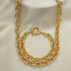 Oro Laminado Necklace and Bracelet, Gold Filled Style Rolo Design, Polished, Golden Finish, 06.319.0005