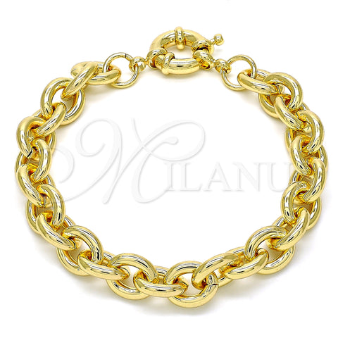 Oro Laminado Basic Bracelet, Gold Filled Style Rolo Design, Polished, Golden Finish, 03.319.0009.08 (09 MM Thickness, 8 Inches Length)