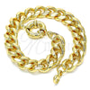 Oro Laminado Basic Bracelet, Gold Filled Style Miami Cuban Design, Polished, Golden Finish, 03.319.0011.08 (250 Gauge, 09 MM Thickness, 8 Inches Length)