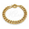 Oro Laminado Basic Bracelet, Gold Filled Style Miami Cuban Design, Polished, Golden Finish, 03.319.0011.08 (250 Gauge, 09 MM Thickness, 8 Inches Length)