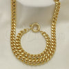 Oro Laminado Necklace and Bracelet, Gold Filled Style Miami Cuban Design, Polished, Golden Finish, 06.319.0007