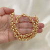 Oro Laminado Necklace and Bracelet, Gold Filled Style Rolo Design, Diamond Cutting Finish, Golden Finish, 06.378.0002