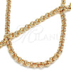 Oro Laminado Necklace and Bracelet, Gold Filled Style Rolo Design, Diamond Cutting Finish, Golden Finish, 06.378.0002