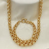 Oro Laminado Necklace and Bracelet, Gold Filled Style Rolo Design, Diamond Cutting Finish, Golden Finish, 06.378.0002