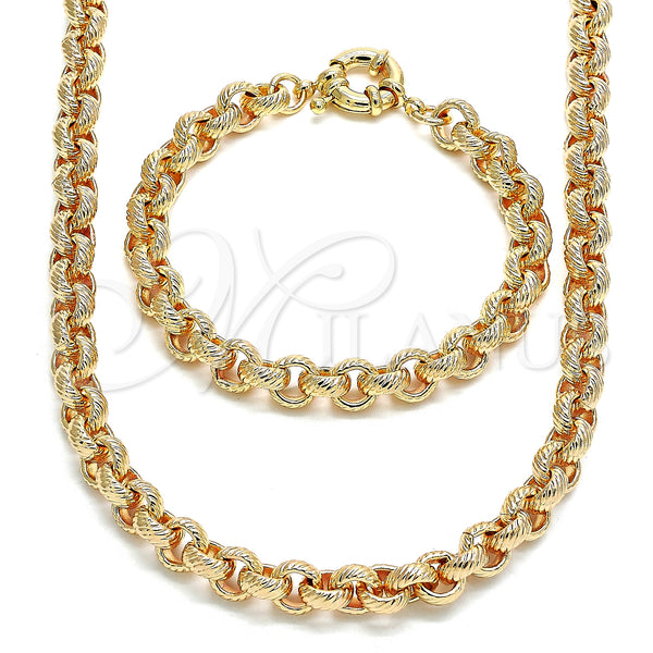 Gold Filled Bracelet — Necklace and Bracelet Rolo Design Diamond Cutting 06. — main product view — SKU 133469 | Oro Laminado brazalete — Necklace and Bracelet Rolo diseño Diamond Cutting 06. — SKU 133469