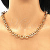 Oro Laminado Necklace and Bracelet, Gold Filled Style Rolo Design, Polished, Golden Finish, 06.378.0003