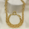 Oro Laminado Necklace and Bracelet, Gold Filled Style Rolo Design, Polished, Golden Finish, 06.378.0003