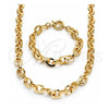 Oro Laminado Necklace and Bracelet, Gold Filled Style Rolo Design, Polished, Golden Finish, 06.378.0003