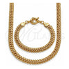 Oro Laminado Necklace and Bracelet, Gold Filled Style Polished, Golden Finish, 06.145.0001