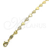 Oro Laminado Fancy Anklet, Gold Filled Style Heart Design, Polished, Golden Finish, 03.145.0010.10 (Thickness, 10 Inches Length)